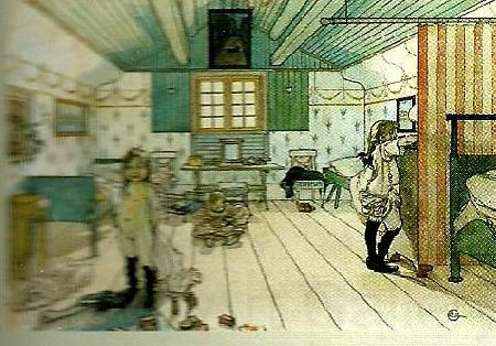 Carl Larsson nar barnen lagt sig France oil painting art